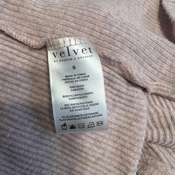 Anthropologie Velvet by Graham Spencer Ribbed Boat Neck Tunic Long Sleeve Pink S - Picture 7 of 7